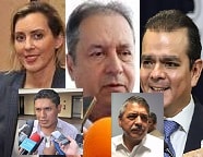 Bancada azul con muchos generales