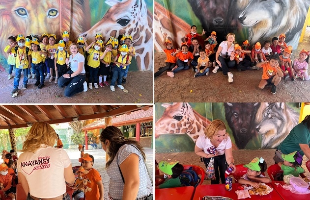 Regidora Anayansy Castillo y alumnos visitan el Zoológico de Tamatán
