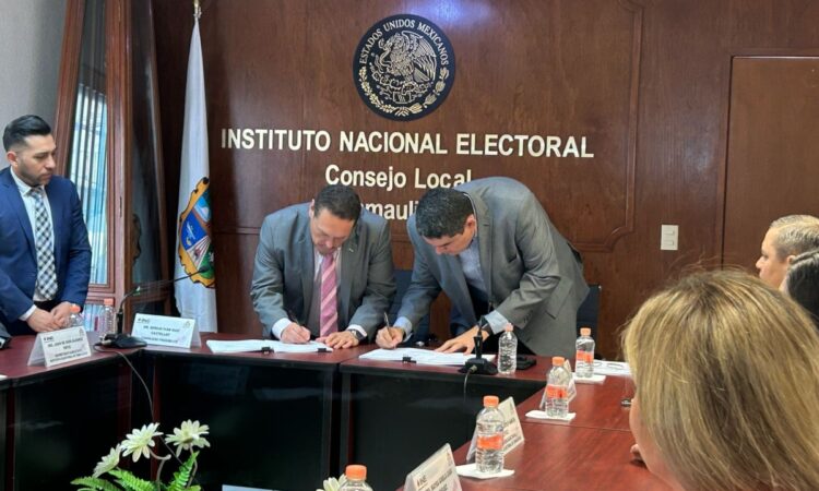 INE-IETAM firman convenio de coordinación para la elección judicial concurrente.