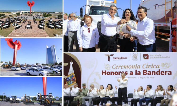 Entrega Américo Villarreal vehículos y maquinaria por 125.2 mdp