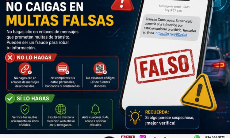 Advierten en Tamaulipas por nueva estafa con falsas multas de tránsito